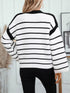 'Luna' Striped Crewneck Knit Sweater - Celes Fashion